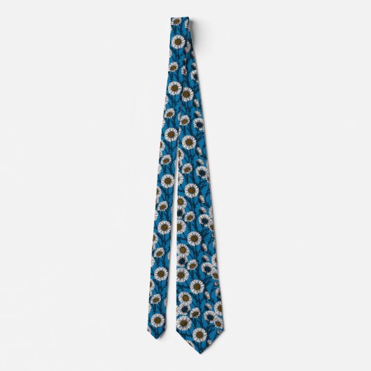 Daisies on blue neck tie krawatte (Rückseite)