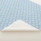 Daisies_on Blue Simple Floral Pattern Blanket Sherpadecke (3/4)