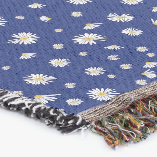 Daisies on Blue Throw Blanket Decke (Ecke)