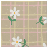Daisies on Brown Plaid (large scale) Stoff (Nahaufnahme)