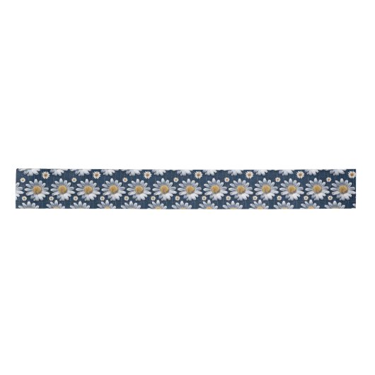 Daisies on Denim Satinband (Vorderseite)