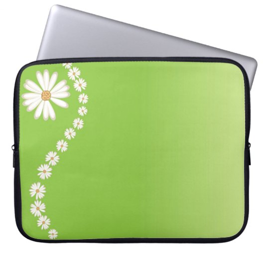 Daisies on Green Laptop Computer Sleeve (Vorderseite)