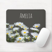Daisies on Grey Personalised Mousepad (Mit Mouse)