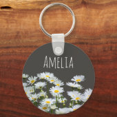 Daisies on Grey Personalised Schlüsselanhänger (Rückseite)