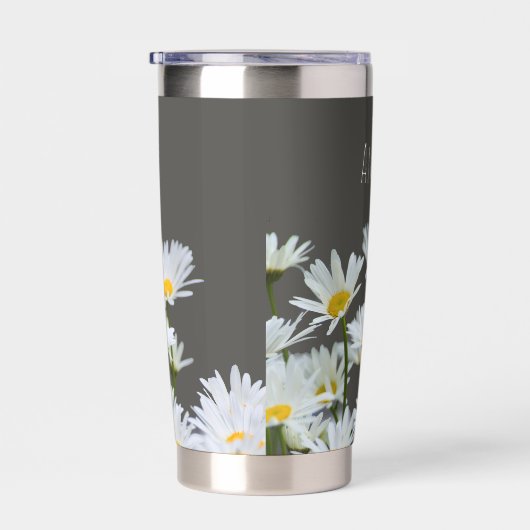 Daisies on Grey Personalised Thermobecher (Rechts)