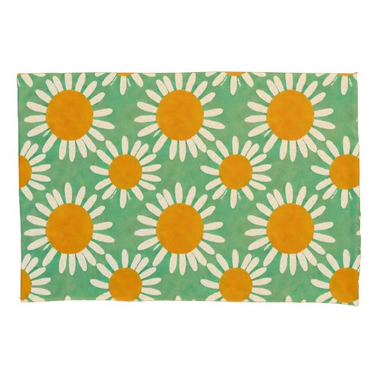 Daisies Pattern Watercolor Inspiriert Kissenbezug (Vorderseite)