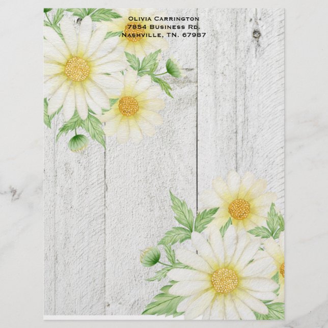 Daisies Personalisiert Letterhead Briefbogen (Vorderseite)