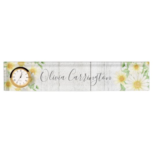 Daisies Personalisiert Rustic Namensplakette (Vorderseite)