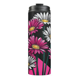 Daisies Pink and White Thermal Tumbler Thermosbecher