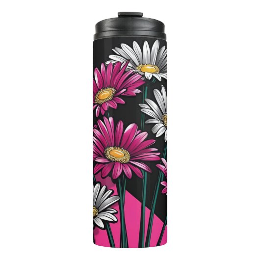 Daisies Pink and White Thermal Tumbler Thermosbecher (Vorderseite)