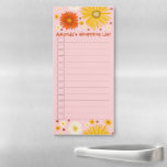 Daisies Pink Blume Custom Grocery Einkaufsliste Magnetischer Notizblock<br><div class="desc">Machen Sie Ihre Shopping-Listen stilvoll mit diesem maßgeschneiderten Einkaufs-Notizblock. Ändern Sie den Text nach Ihren Bedürfnissen in Anzug. Zeilen und Karo-Felder geben Ihnen einen Ort zu schreiben,  aber Sie können sie löschen,  wenn Sie es vorziehen. Karo meinen Shop für mehr!</div>