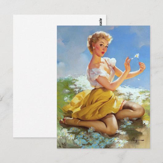 Daisies Pinup Postkarte (Vorne/Hinten)