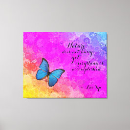 Daisies Rainbow Colors Blu Butterfly Lao Tzu Quote Leinwanddruck
