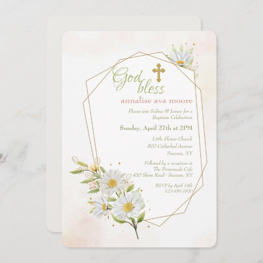 Daisies Religious Einladung (Vorne/Hinten)