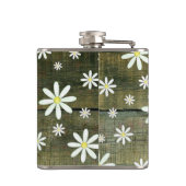 Daisies Rustic Barn Board Daisy Blume Flachmann (Rückseite)