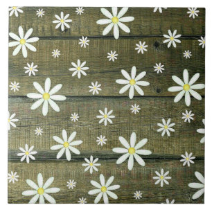 Daisies Rustic Barn Board Daisy Blume Fliese