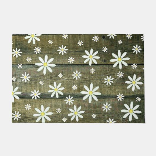 Daisies Rustic Barn Board Daisy Blume Fußmatte (Vorderseite)