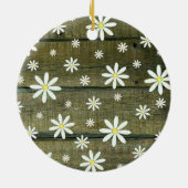 Daisies Rustic Barn Board Daisy Blume Keramik Ornament (Hinten)