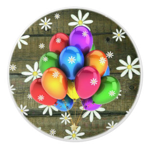 Daisies Rustic Barn Board Party Balloons Keramikknauf