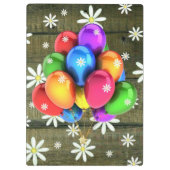 Daisies Rustic Barn Board Party Balloons Klemmbrett (Rückseite)