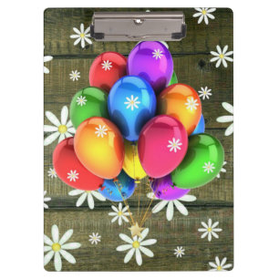 Daisies Rustic Barn Board Party Balloons Klemmbrett