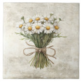 Daisies Rustic Floral Faux Ceramic Tile Fliese (Vorderseite)