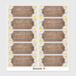 Daisies Rustic Wood Wedding Guest Address Labels