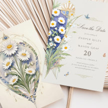 Daisies Save the Date Golden Elegance