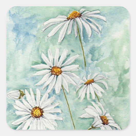 'Daisies' Square Sticker (Vorderseite)