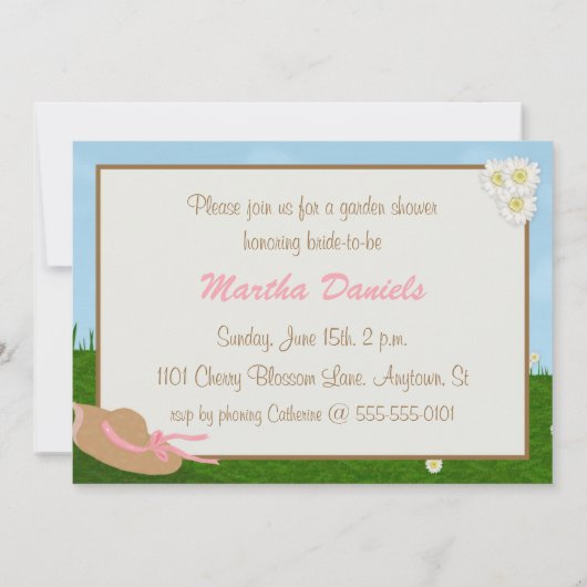 Daisies Straw Hat Garden Bridal Dusche Einladung (Rückseite)