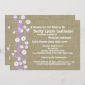 Daisies und Burlap Lila Brautparty Einladung (Vorne/Hinten)