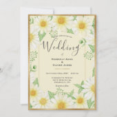 Daisies Watercolor Floral Moderne Wedding Invitati Einladung (Vorderseite)