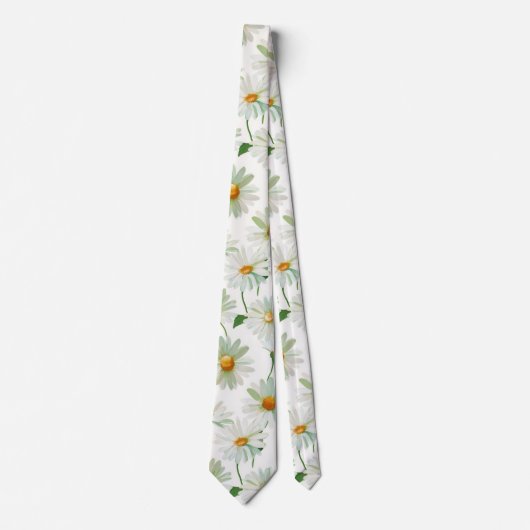 Daisies Watercolor Floral Pattern Krawatte (Vorderseite)
