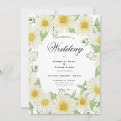 Daisies Watercolor White Floral Modern Wedding Inv Einladung (Vorderseite)