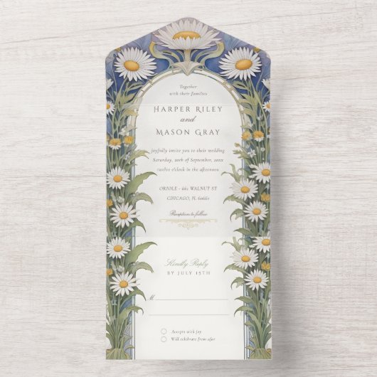 Daisies Wedding Perforated UAWG All In One Einladung (Innen Boden)