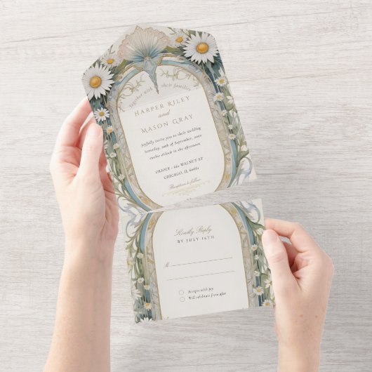 Daisies Wedding Perforated UAWG All In One Einladung (Abreißen)