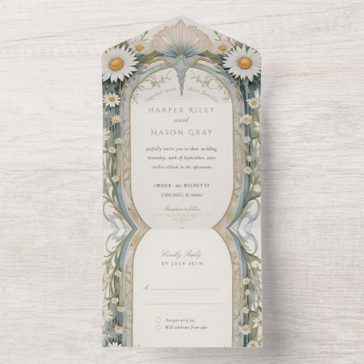 Daisies Wedding Perforated UAWG All In One Einladung (Innen Boden)