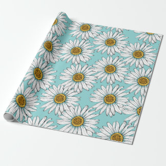Daisies White Blume auf Blue Vintag Seamless Pat Geschenkpapier