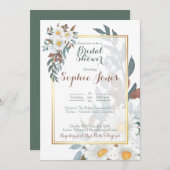 Daisies White Floral Gold Bridal Dusche Einladung (Vorne/Hinten)