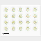 Daisies White Floral Thema Vielen Dank Runder Aufkleber (Blatt)