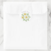 Daisies White Floral Thema Vielen Dank Runder Aufkleber (Tasche)