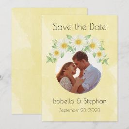 Daisies White Yellow Floral Foto Typografie Save The Date