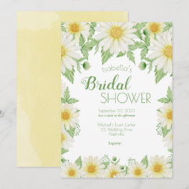 Daisies White Yellow Floral Script Brautparty Einladung
