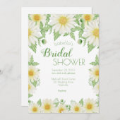 Daisies White Yellow Floral Script Brautparty I Einladung (Vorne/Hinten)