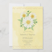Daisies White Yellow Floral Script Wedding Einladu Einladung (Vorderseite)