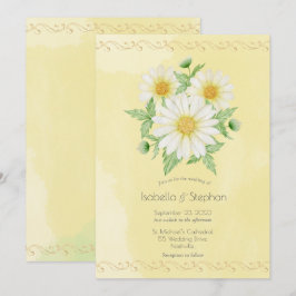 Daisies White Yellow Floral Script Wedding Einladu Einladung