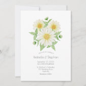 Daisies White Yellow Floral Script Wedding Einladu Einladung (Vorderseite)