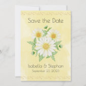 Daisies White Yellow Floral Typografy Rett Save The Date (Vorderseite)