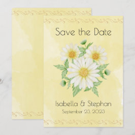 Daisies White Yellow Floral Typografy Rett Save The Date