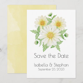 Daisies White Yellow Floral Typografy Save The Date